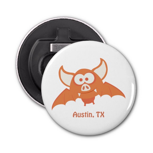 Abrebotellas Austin Texas Personalizado Naranja Bat (Anverso)