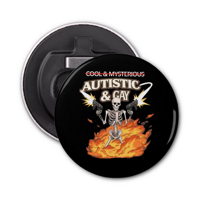 Abrebotellas Autista de esqueleto gay y divertida conciencia de (Anverso)