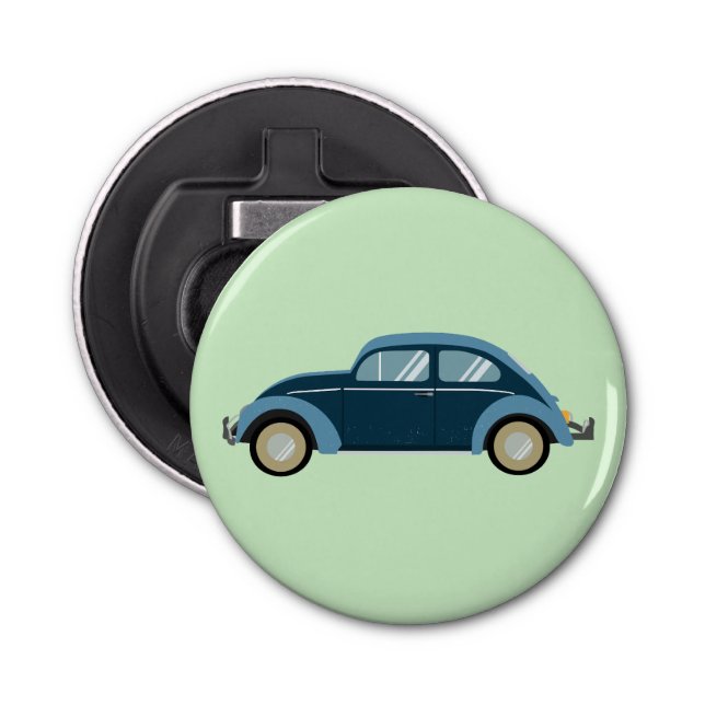 Abrebotellas auto retro azul fresco con escoria (Anverso)