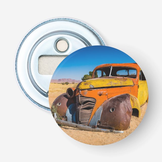 Abrebotellas Auto viejo y abandonado en Solitaire, Namibia (Anverso)