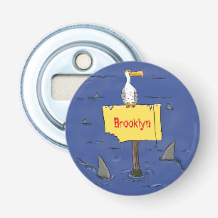 Abrebotellas Ave marina divertida rodeada por un personalizado 