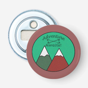 Abrebotellas Aventura para diseño de montaña verde y marrón