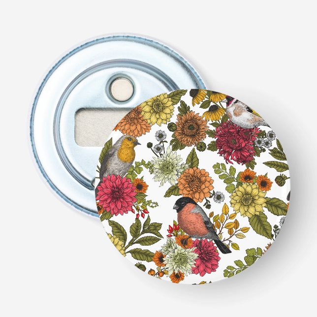 Abrebotellas Aves de jardín y flores 1 (Anverso)