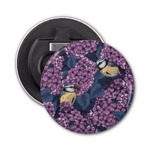 Abrebotellas Aves en un jardín lila violeta