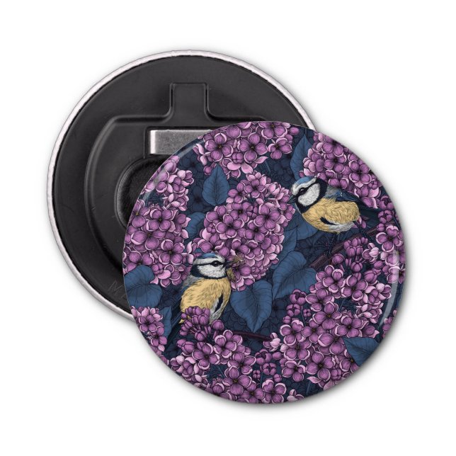 Abrebotellas Aves en un jardín lila violeta (Anverso)