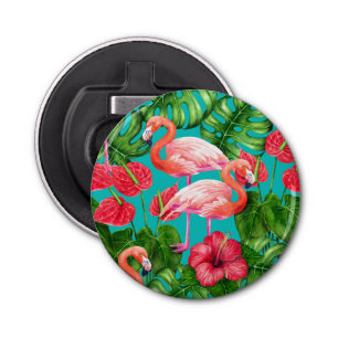 Abrebotellas Aves flamencas y acuarela de jardín tropical