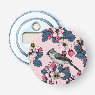 Abrebotellas Aves y flores en rosa