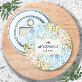 Abrebotellas Azulejos Azules Mediterráneos Flor Limón Nombre de