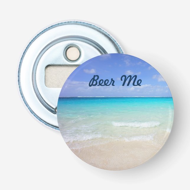 Abrebotellas Azure Blue Caribbean Tropical Beach Beer Me (Anverso)