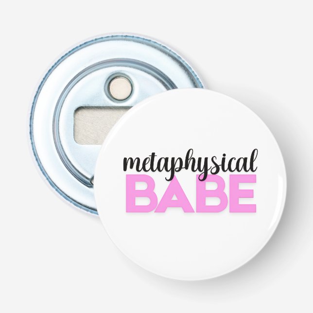 Abrebotellas babe metafísico tipografía de letra rosa negrita (Anverso)