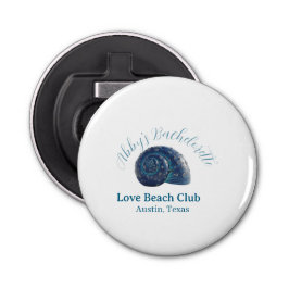 Abrebotellas Bachelorette party beach club blue sea shell name 