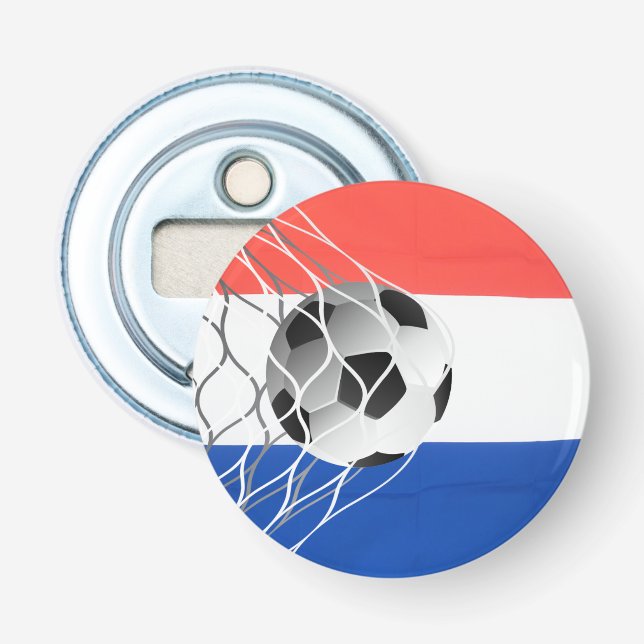 Abrebotellas Balón De Fútbol En Bandera Holandesa (Anverso)
