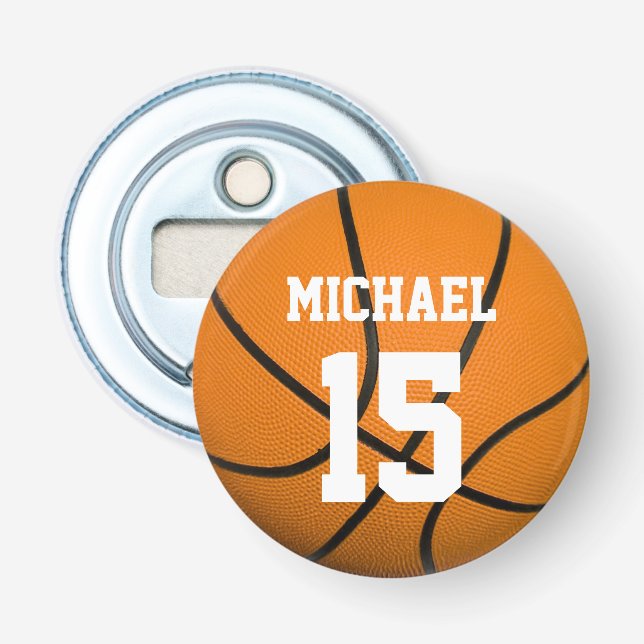 Abrebotellas Baloncesto tu nombre Personalizable (Anverso)