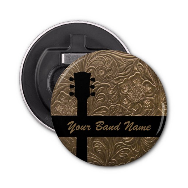 Abrebotellas Banda de nombres personalizados Merch Rock Guitar  (Anverso)