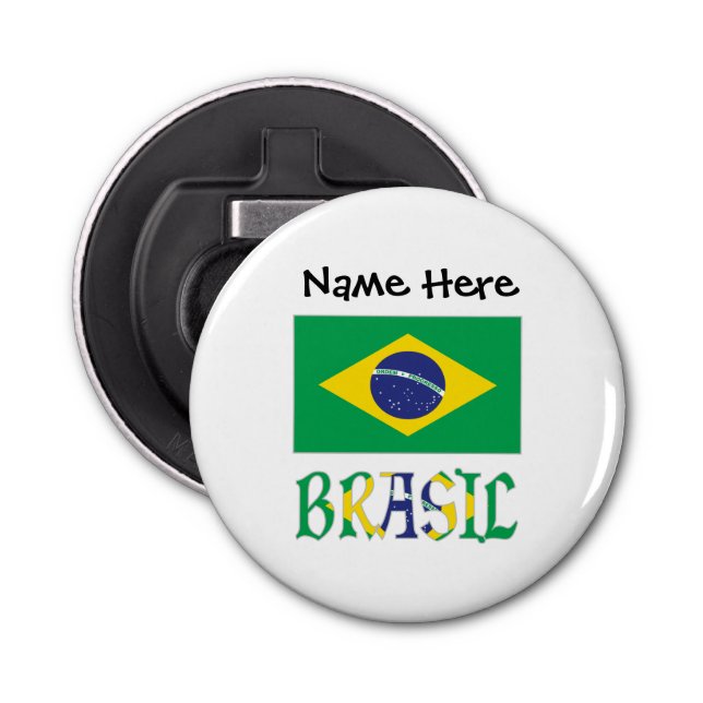 Abrebotellas Bandeira do Brasil e Brasil ven a nome (Anverso)