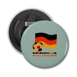 Abrebotellas Bandera alemana y frontera gris de bola de fútbol