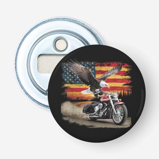 Abrebotellas Bandera Americana Motocicleta Tshirt Estados Unido (Anverso)