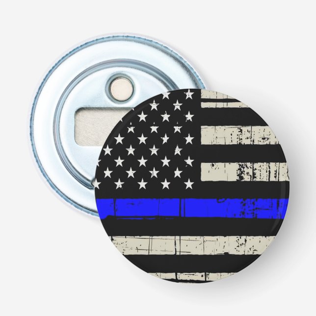 Abrebotellas Bandera Azul Apoyo policial a Estados Unidos (Anverso)