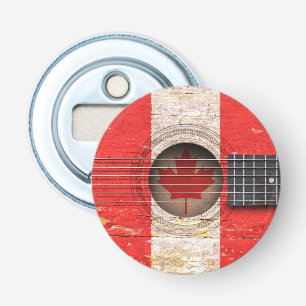 Abrebotellas Bandera canadiense en la guitarra acústica vieja