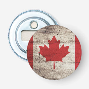 Abrebotellas Bandera de Canadá en grano de madera viejo