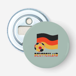 Abrebotellas Bandera de Deutschland con pelota de fútbol borde
