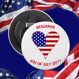 Abrebotellas Bandera de EE. UU. Corazón Divertido Personalizado
