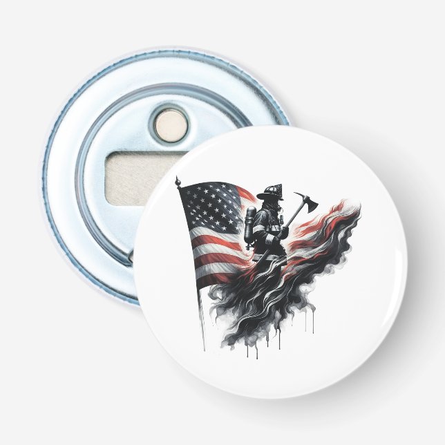 Abrebotellas Bandera de Estados Unidos. Bombero (Anverso)