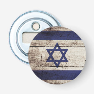 Abrebotellas Bandera de Israel en grano de madera viejo