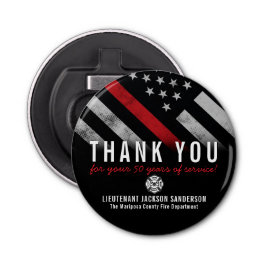 Abrebotellas Bandera de la línea roja del aniversario de retiro