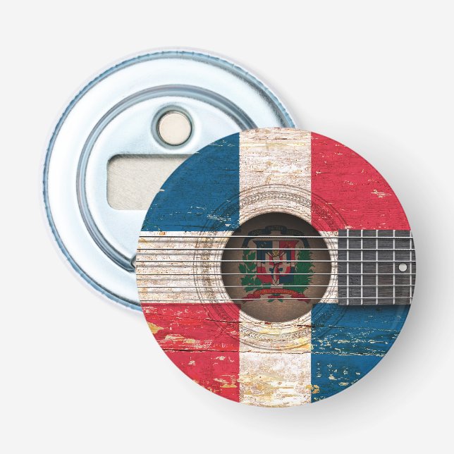 Abrebotellas Bandera de la República Dominicana en la guitarra (Anverso)