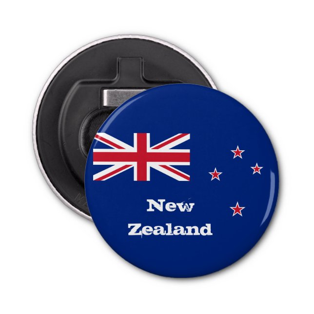 Abrebotellas Bandera de Nueva Zelanda y Nueva Zelanda, fiesta K (Anverso)