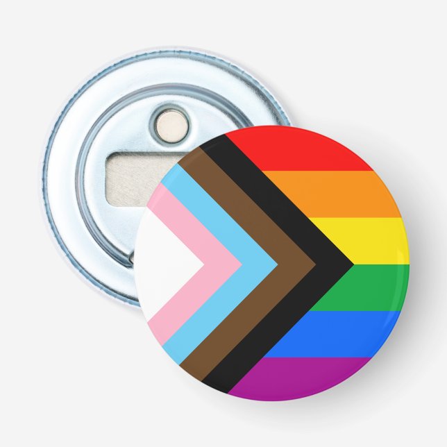 Abrebotellas Bandera de Orgullo Progresista LGBTQ+ (Anverso)