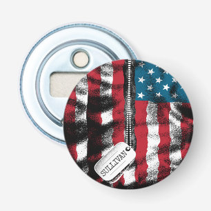 Abrebotellas Bandera de perro de soldado militar personalizado