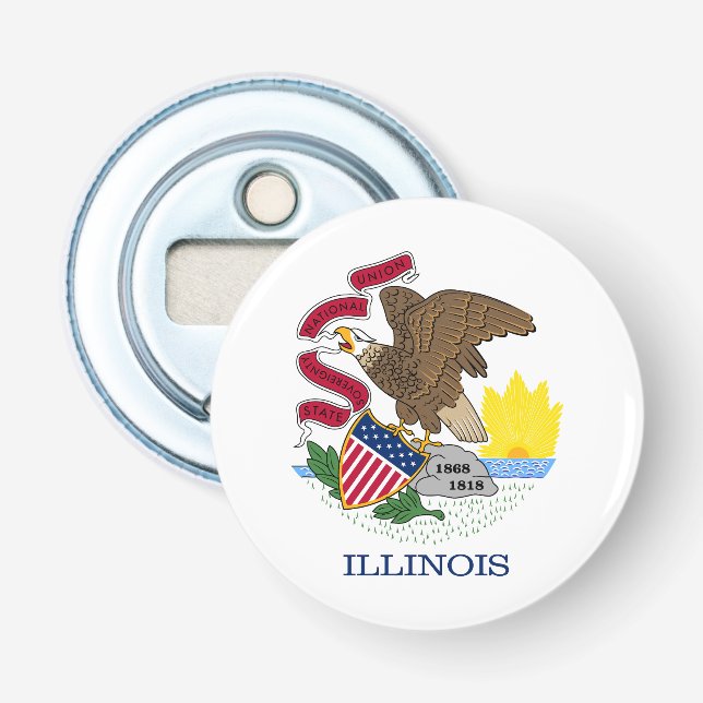 Abrebotellas Bandera del estado de Illinois (Anverso)