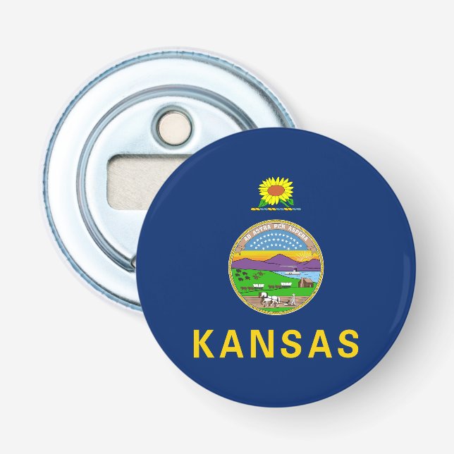 Abrebotellas Bandera del estado de Kansas (Anverso)