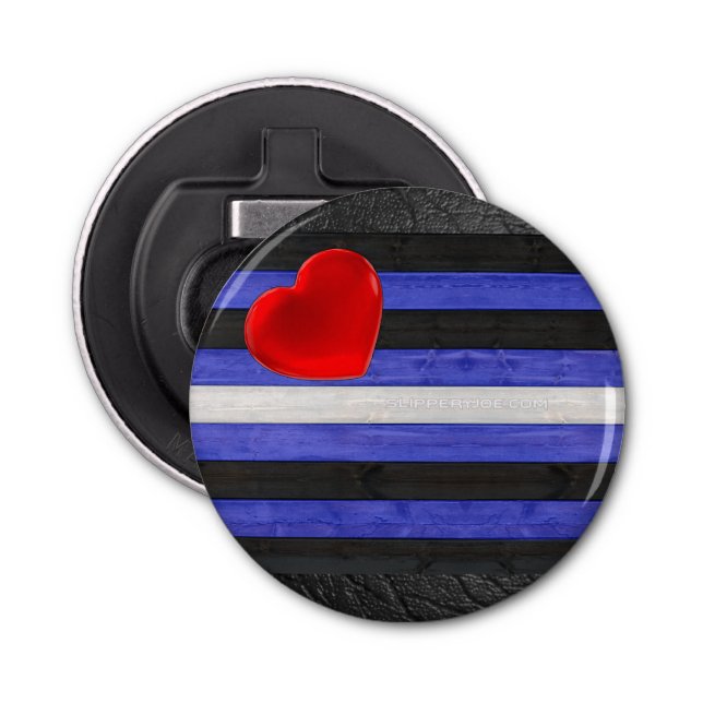 Abrebotellas Bandera del orgullo de cuero de SlipperyJoe negro  (Anverso)