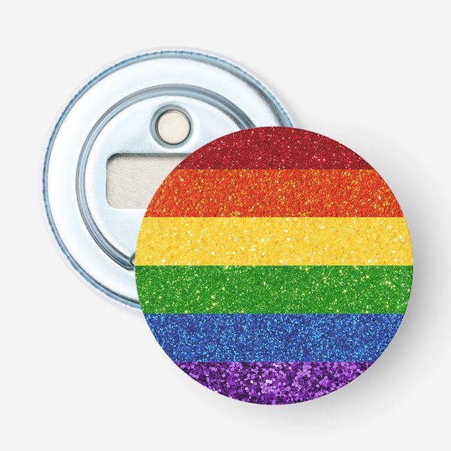 Abrebotellas Bandera del orgullo gay Purpurina LGBT (Anverso)