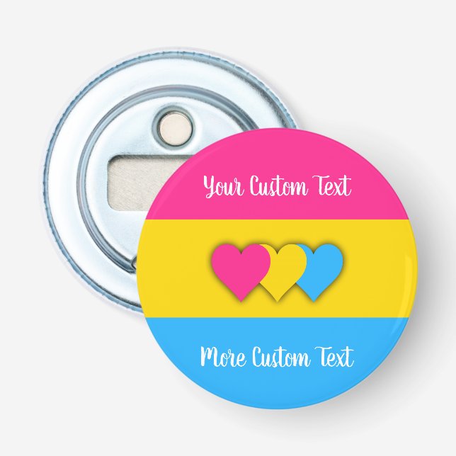 Abrebotellas Bandera del orgullo pansexual con abrebotes de tex (Anverso)