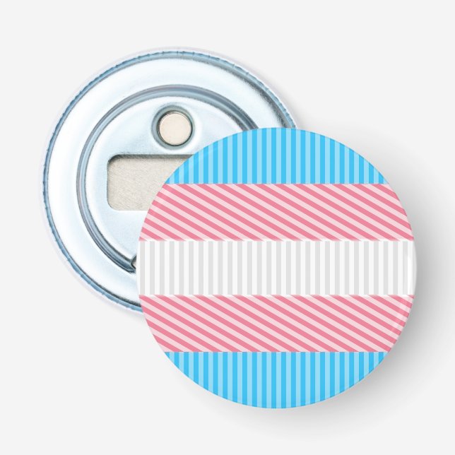 Abrebotellas Bandera del Orgullo Transgénero de Funky Boho Stri (Anverso)
