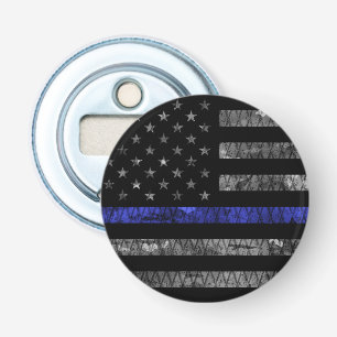 Abrebotellas Bandera delgada de la línea azul de la policía
