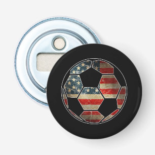 Abrebotellas Bandera estadounidense en una pelota de fútbol - B