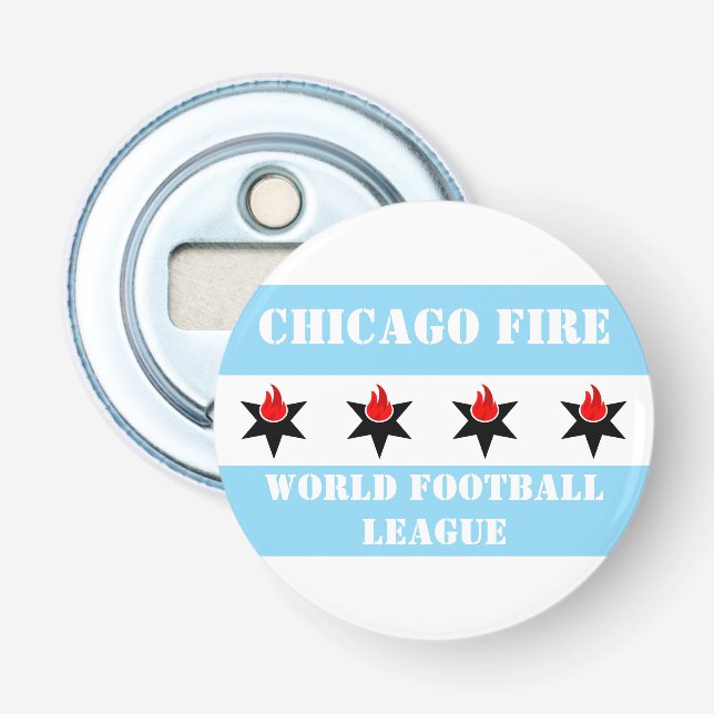 Abrebotellas Bandera moderna vintage de Chicago Fire (Anverso)