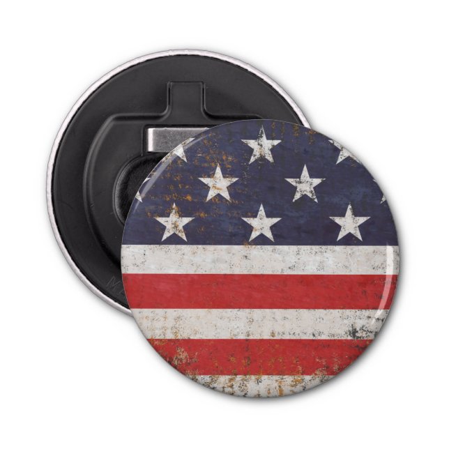 Abrebotellas Bandera Patriótica Grunge Americana (Anverso)