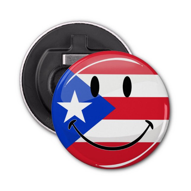 Abrebotellas Bandera puertorriqueña sonriente (Anverso)