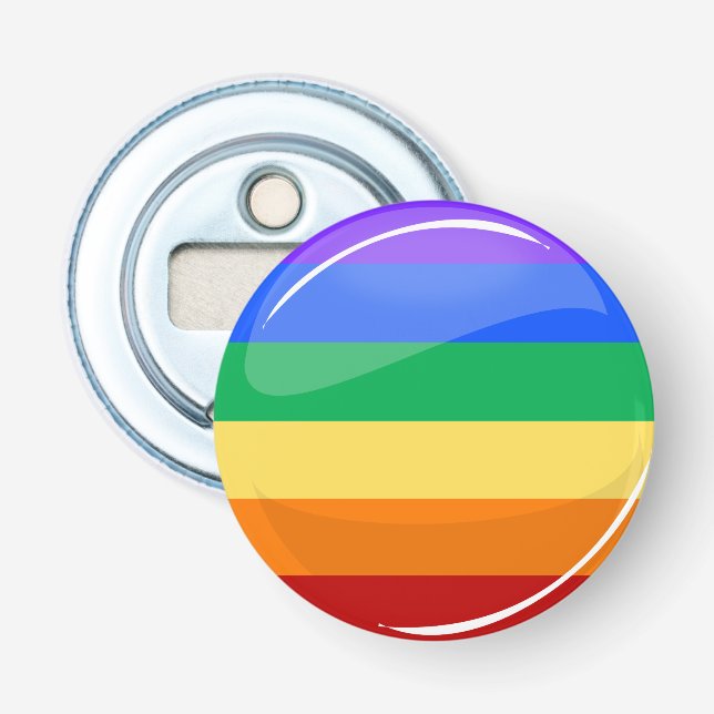 Abrebotellas Bandera redonda del arco iris LGBT (Anverso)