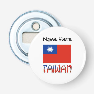 Abrebotellas Bandera taiwanesa de Taiwán personalizada en negro