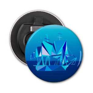 Abrebotellas Barco de Clipper Geométrico Moderno, Azul Cobalto