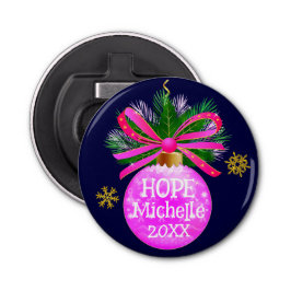 Abrebotellas Bauble de cinta rosa único