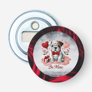 Abrebotellas Be Mine English Bulldog ValentButton Bottle Op