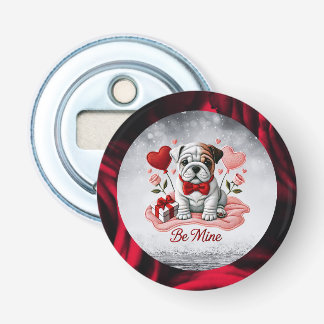 Abrebotellas Be Mine English Bulldog ValentButton Bottle Op